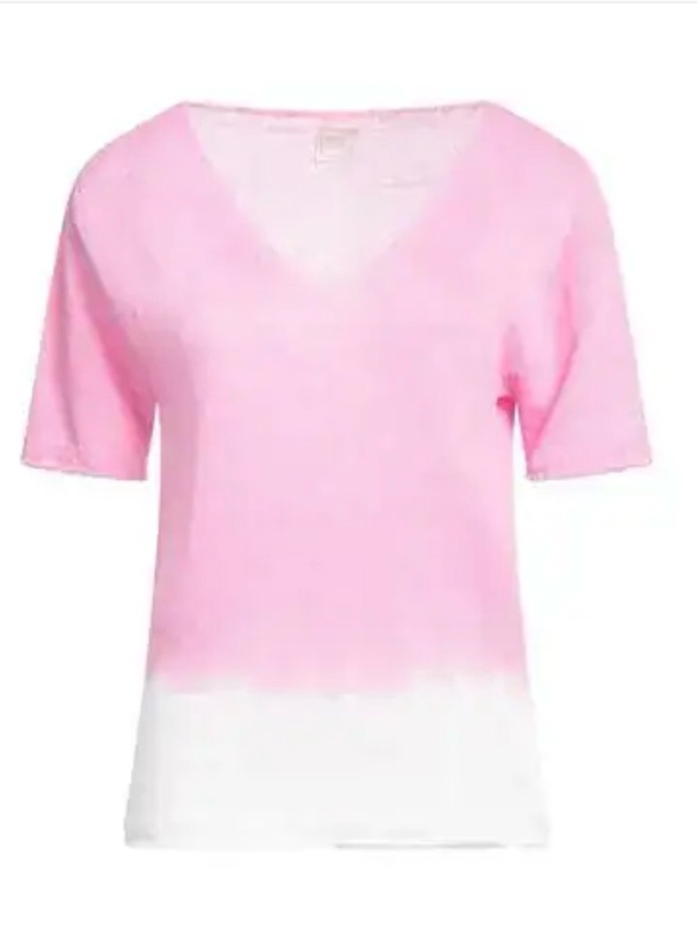 120% Lino pink white ombré two-tone fine knit sweater top Made in Italy MED/LG